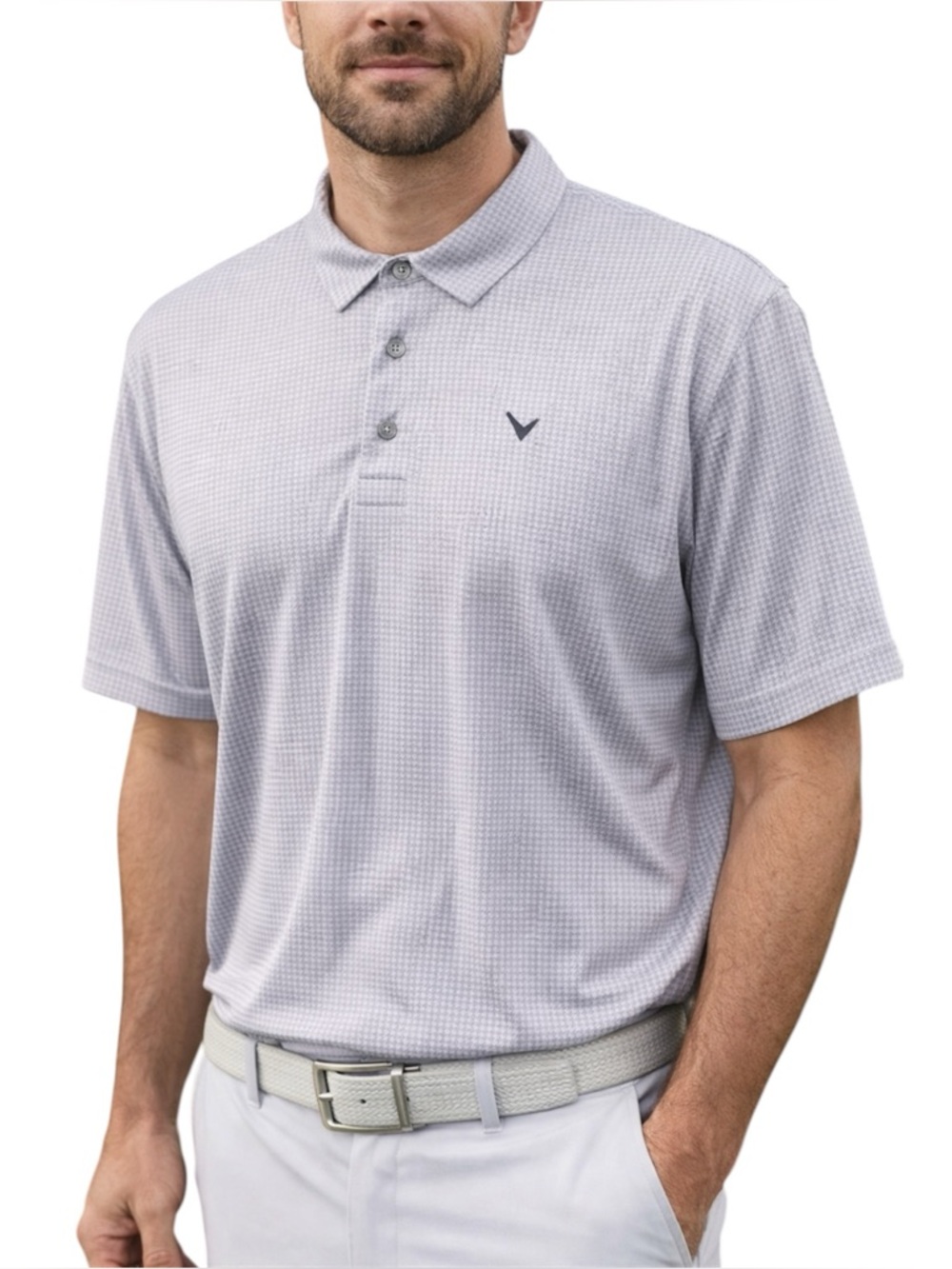 Callaway Opti‑Dri Men’s Golf Polo Shirt Size XL Gray Check Activewear Dadcore